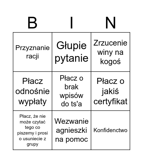 Karo Bingo Card