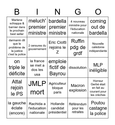 Bingo 2025 Bingo Card