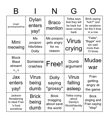 Voice chat bingo! Bingo Card