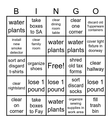 Declutter Your Life Bingo Card