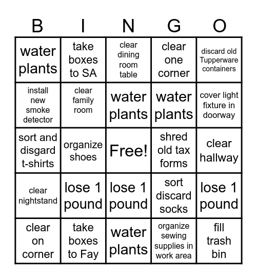 Declutter Your Life Bingo Card