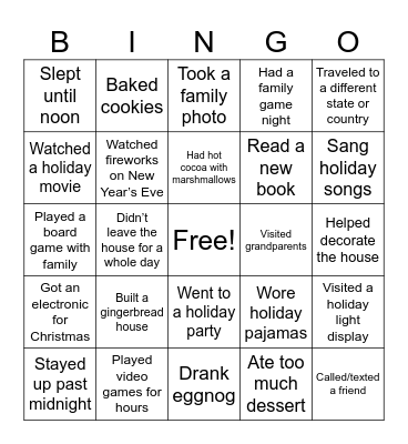 Holiday Bingo Card