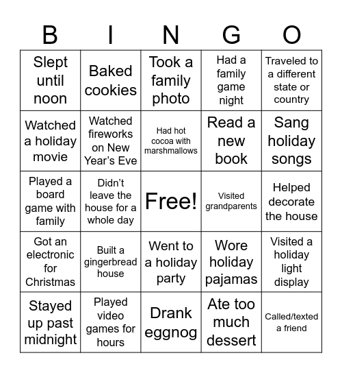 Holiday Bingo Card