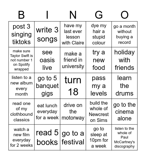 2025 Bingo Card