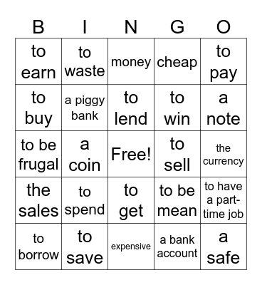 money Bingo Card