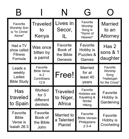 L.I.F.E. Club Leader Bingo Card