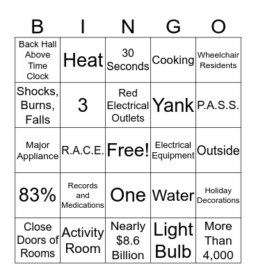 Discovery Care Centre - Fire Safety Bingo Card