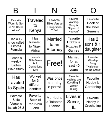 L.I.F.E. Club Leader Bingo Card