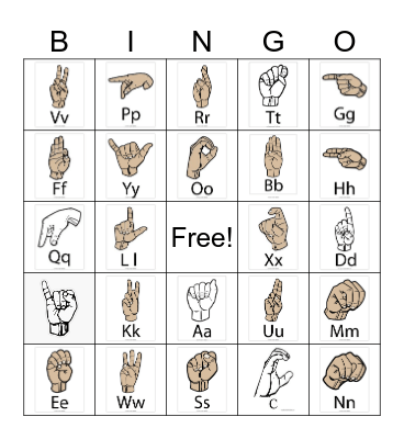ASL Alphabet Bingo Card