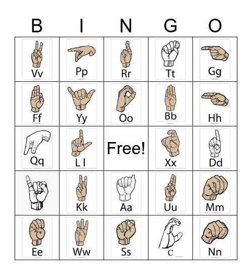 ASL Alphabet Bingo Card