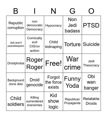 Clone wars bingo Card