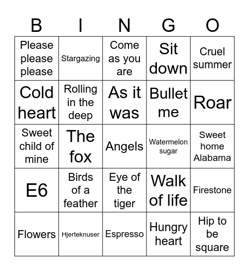 MUSIKKBINGO Card