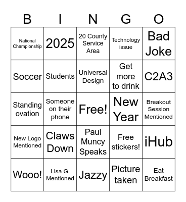 Inservice Bingo Card