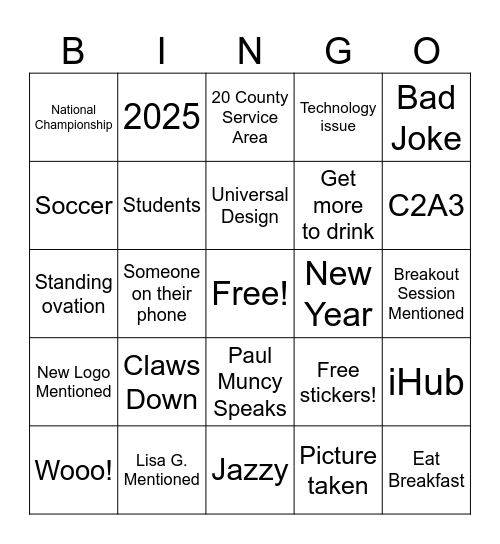 Inservice Bingo Card
