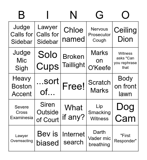 Karen Read - Motion Hearing Bingo Card