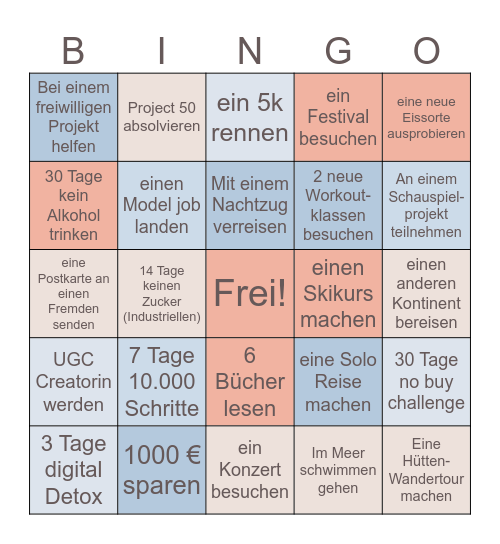 Jahres Bingo 2025 Bingo Card