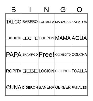 BABY SHOWER Bingo Card