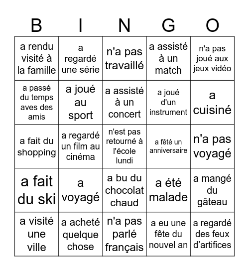 Trouvez quelqu'un qui... Bingo Card