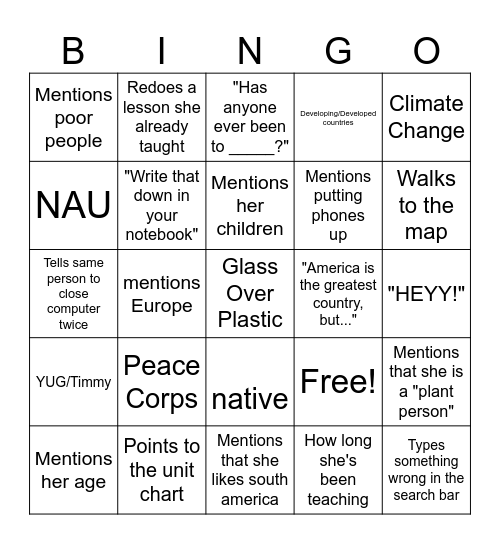 Mazier Bingo Card