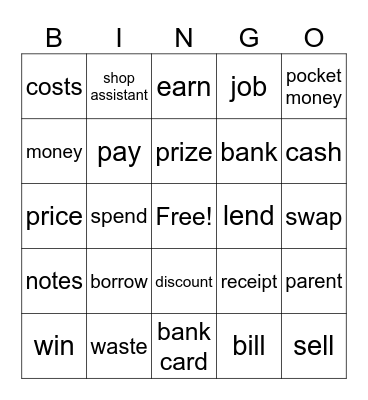 Unit 4 money Bingo Card