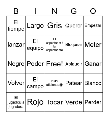 Deportes 1-2 Bingo Card