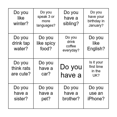 Find someone who Bingo Card