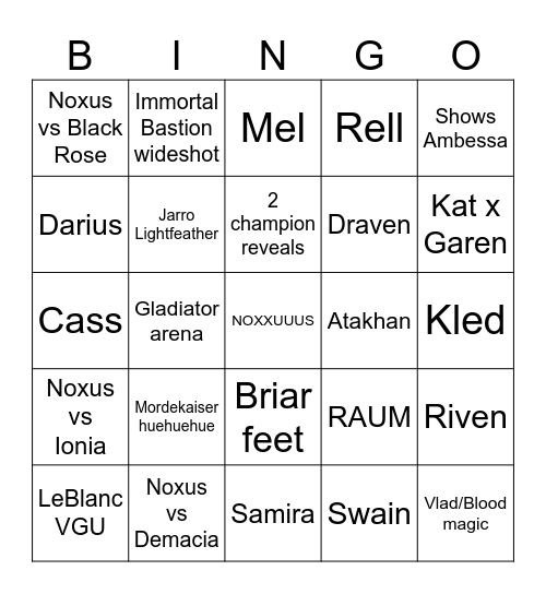 CINEMATIC BINGO Card