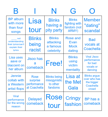 BLACKPINKSNARK Bingo Card