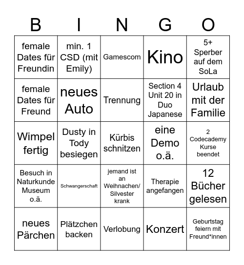 2025 Privat Bingo Card