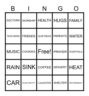 BLESSING BINGO Card