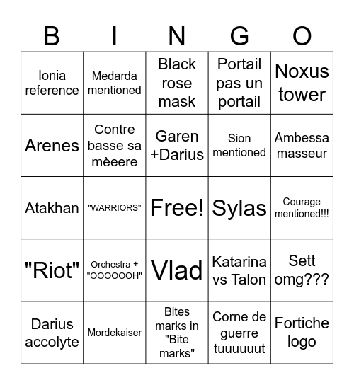 Bite Marks Bingo Card