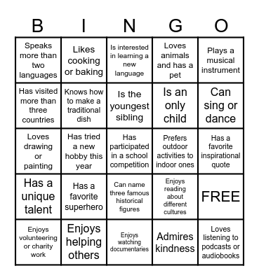 HUMAN BINGO Card