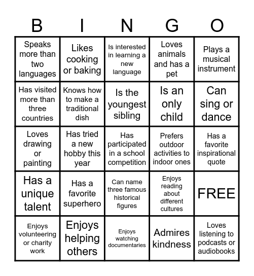 HUMAN BINGO Card