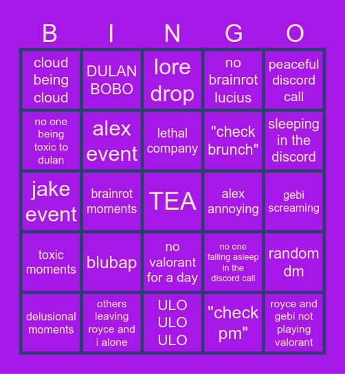 DAILY DISCORD Bingo Card