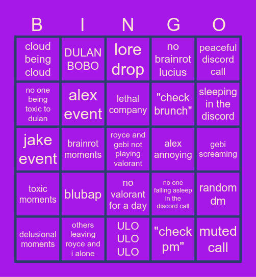DAILY DISCORD Bingo Card