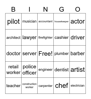 Jobs Bingo! Bingo Card