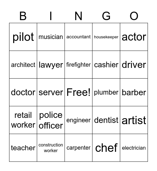 Jobs Bingo! Bingo Card