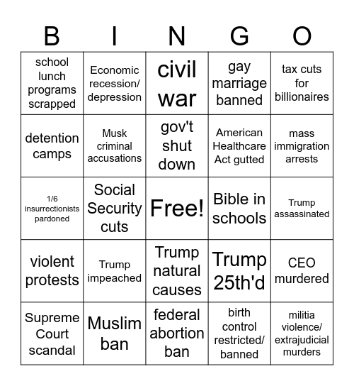 Trump Bingo2 Bingo Card