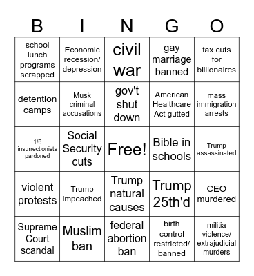 Trump Bingo2 Bingo Card