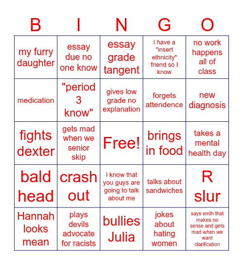 Sharrow 2025 Bingo Card