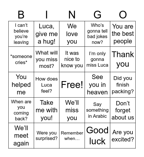 Untitled Bingo Card