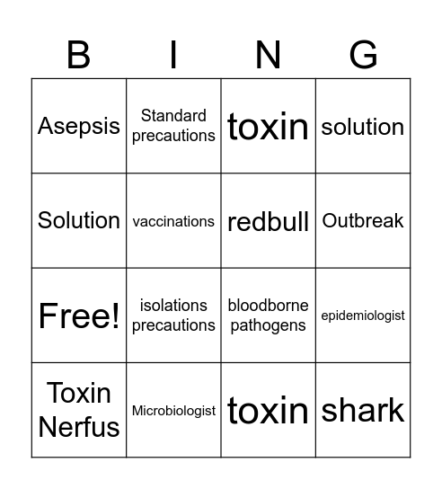 Out Break! Bingo Card