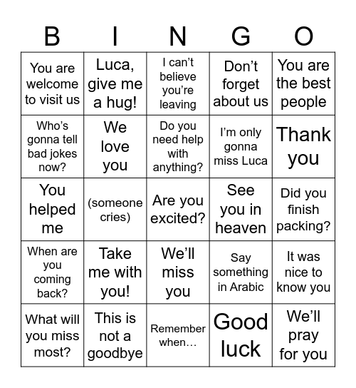 Untitled Bingo Card