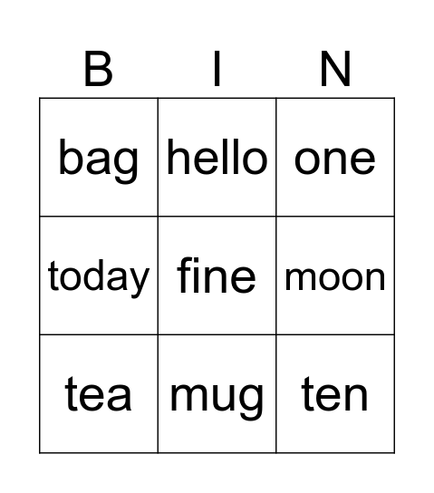 For Aliah #1 Bingo Card
