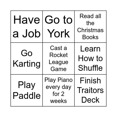 Henry's New Years Bingo Card Bingo Card