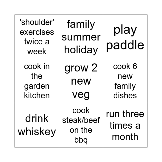 Neal's New Years Bingo Card Bingo Card