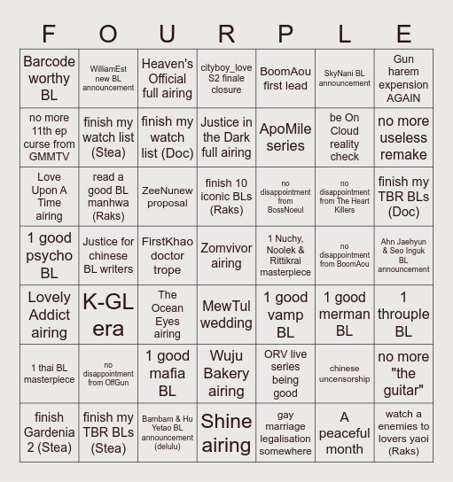 2025 BL Bingo Card
