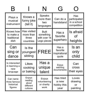 HUMAN BINGO Card
