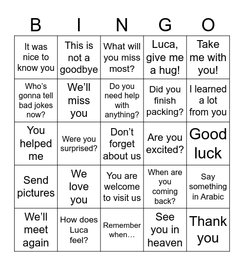 Untitled Bingo Card