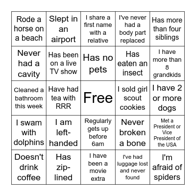 Life’s Colorful Journey- A Bingo Card